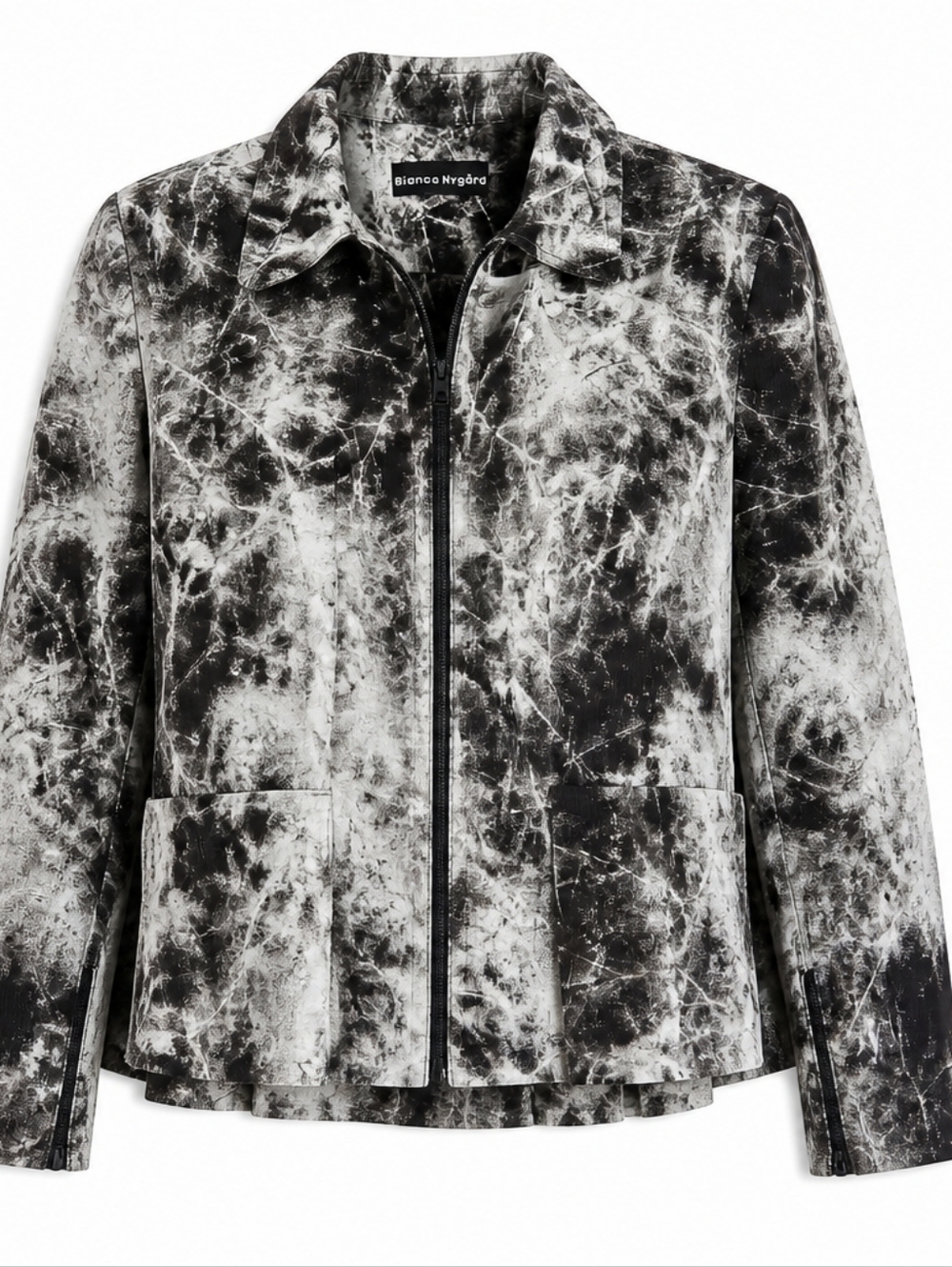 “Bianca Nygard Abstract Tie Dye Jacket Zip Front Pleated Back M/ L”